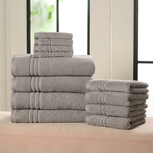 Deluxe Solid and Texture Towel Set (12)